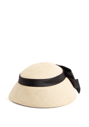 Valentino Garavani satin-bow panama hat - BQB NATURAL/BLACK