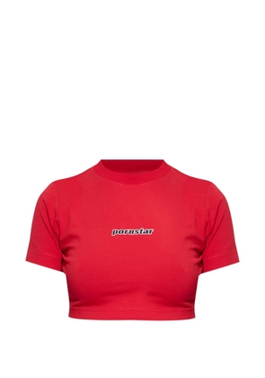 VETEMENTS embroidery crop top - Red