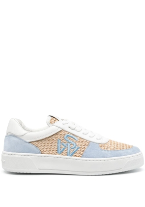 Stuart Weitzman Courtside panelled raffia sneakers - Blue