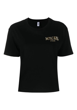Moschino leopard-print logo T-shirt - Black