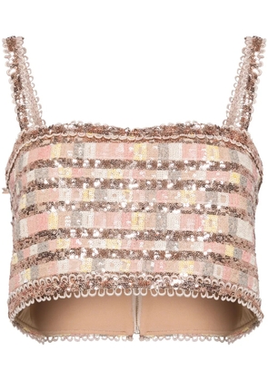 Elie Saab sequin-embellished crop top - Pink