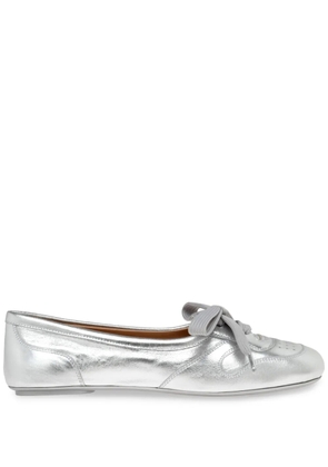 Gianvito Rossi lace-up perforated ballet flats - Silver