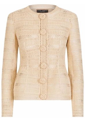 Dolce & Gabbana embroidered single-breasted blazer - Neutrals