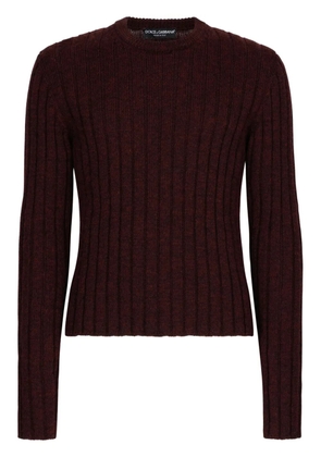 Dolce & Gabbana logo-patch ribbed jumper - Brown