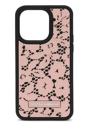 Dolce & Gabbana floral-lace iPhone 14 Pro case - Pink