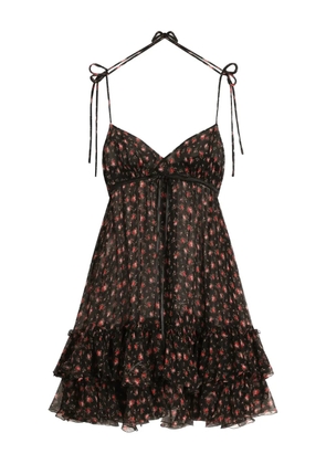 Dolce & Gabbana ruffled floral mini dress - Black