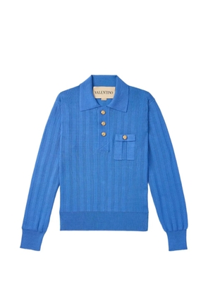 Valentino Garavani button ribbed polo shirt - Blue