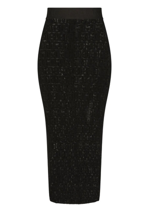 Dolce & Gabbana DG-logo tulle pencil skirt - Black