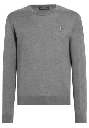 Dolce & Gabbana logo-embroidered silk sweater - Grey