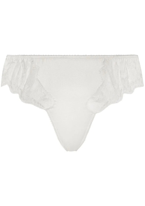 Dolce & Gabbana lace-detail satin thong - White