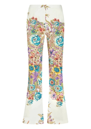 ETRO floral-print flared trousers - White
