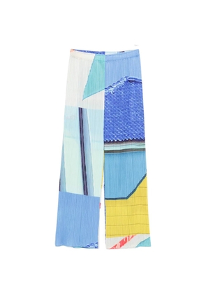 Pleats Please Issey Miyake pleated geometric trousers - Blue