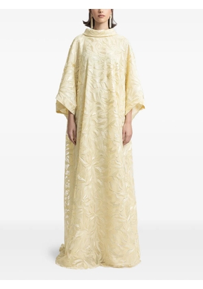 Gemy Maalouf mock-neck embroidered maxi dress - Yellow