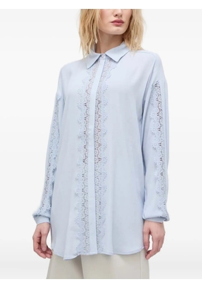 Bruuns Bazaar lace-insert belted shirt - Blue