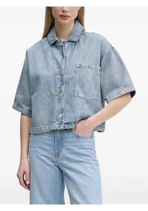 HUGO short-sleeved pocketed denim shirt - Blue