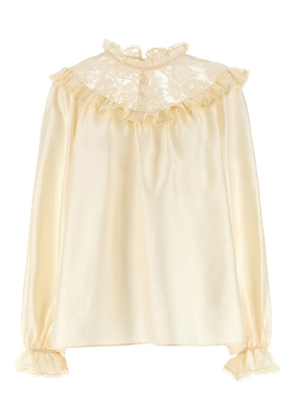 ZIMMERMANN lace ruffled silk blouse - Neutrals