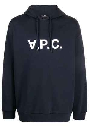 A.P.C. Milo logo-print organic-cotton hoodie - Blue
