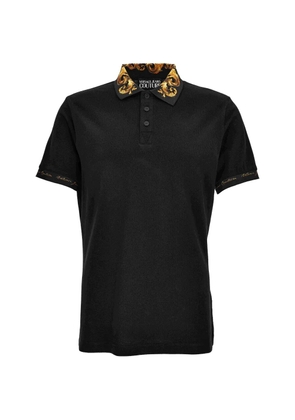 Versace Jeans Couture baroque-trim polo shirt - Black