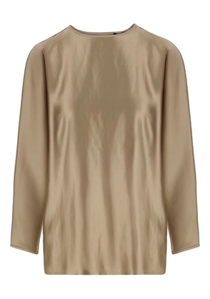 Giorgio Armani satin-finish long-sleeve top - Neutrals