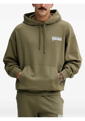 HUGO logo-print long-sleeve hoodie - Green