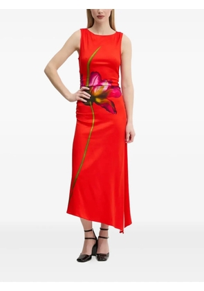 Desigual orchid-print asymmetrical dress - Red