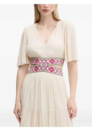 Desigual embroidered-strap tiered maxi dress - Neutrals