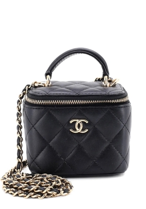CHANEL Pre-Owned Classic Top Handle Vanity Case with Chain Quilted Lambskin Mini crossbody bag - Black