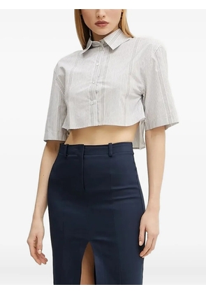 Patrizia Pepe striped cropped shirt - Grey
