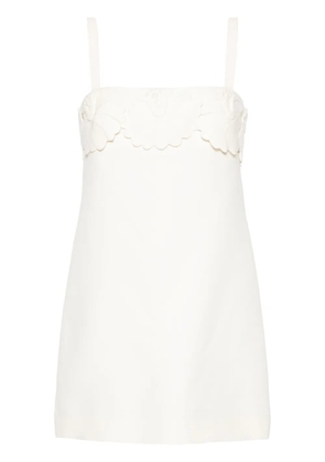 Valentino Garavani floral-appliqué crepe mini dress - Neutrals