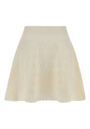 Balmain flared crocodile-knit skirt - Neutrals