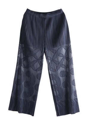 Pleats Please Issey Miyake pleated patterned trousers - Blue