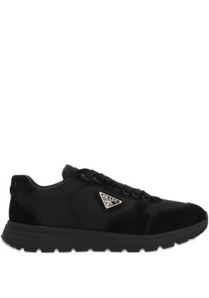 Prada logo-plaque suede-leather sneakers - Black