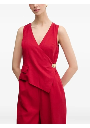 Pedro Del Hierro wrap-front gold-button jumpsuit - Red