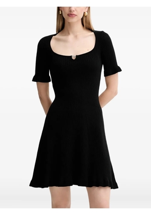 BOSS ruffled ribbed mini dress - Black