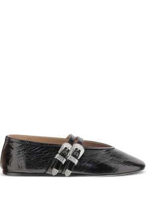 Le Monde Beryl buckle-detail leather flats - Black