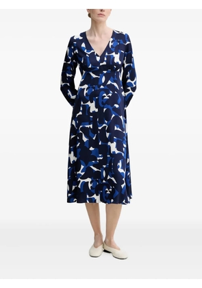 Marc O'Polo abstract-print V-neck midi dress - Blue