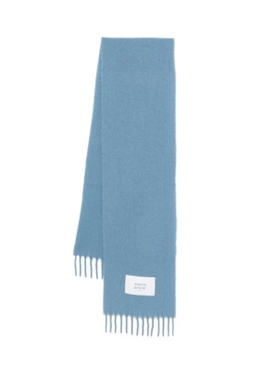 Maison Kitsuné fringed logo-patch scarf - Blue