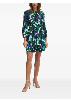 DKNY pleated abstract-print mini dress - Green