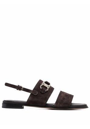 Ferragamo Gancini-plaque suede sandals - Brown