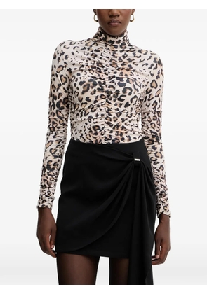 FRACOMINA gathered animal print blouse - Neutrals