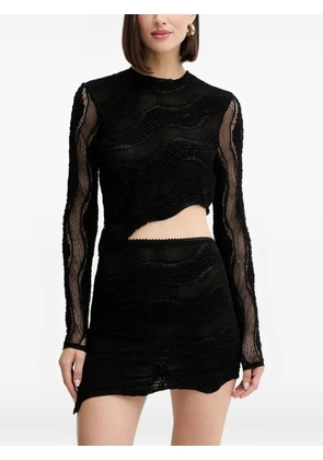 Charo Ruiz Ibiza cut-out asymmetrical lace T-shirt - Black