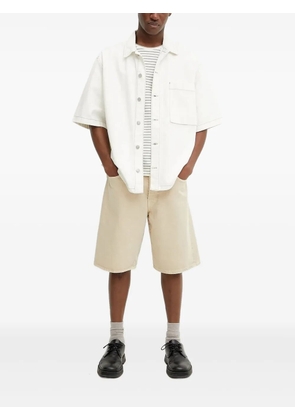 IRO contrast-stitching short-sleeved shirt jacket - White