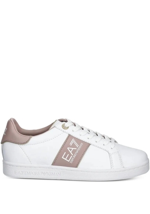 Ea7 Emporio Armani logo-detail leather sneakers - White