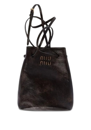 Miu Miu logo-detail drawstring shoulder bag - Brown