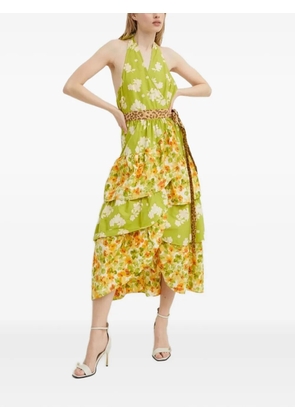 NEVER FULLY DRESSED floral-print halterneck dress - Green