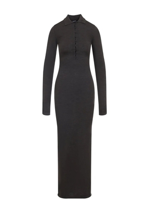 Jacquemus polo-neck button-front maxi dress - Brown