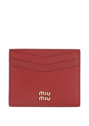 Miu Miu logo leather card holder - Red