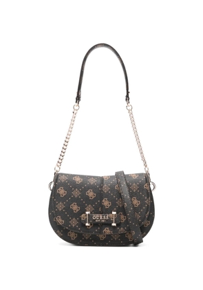 GUESS USA Carrie monogram chain shoulder bag - Brown
