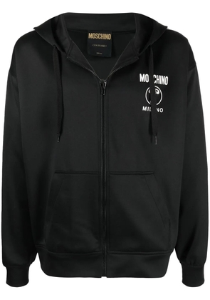 Moschino logo-print zip-up hoodie - Black