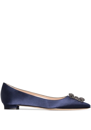 Manolo Blahnik Hangisi appliqué flat pumps - Blue